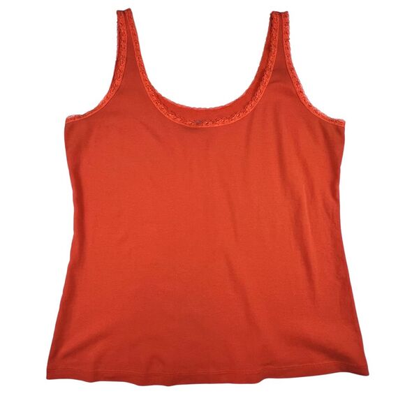 St Johns Bay Tank Womens XL Vintage Inspired Sun Kissed Orange Lace Layering Top - Picture 5 of 7